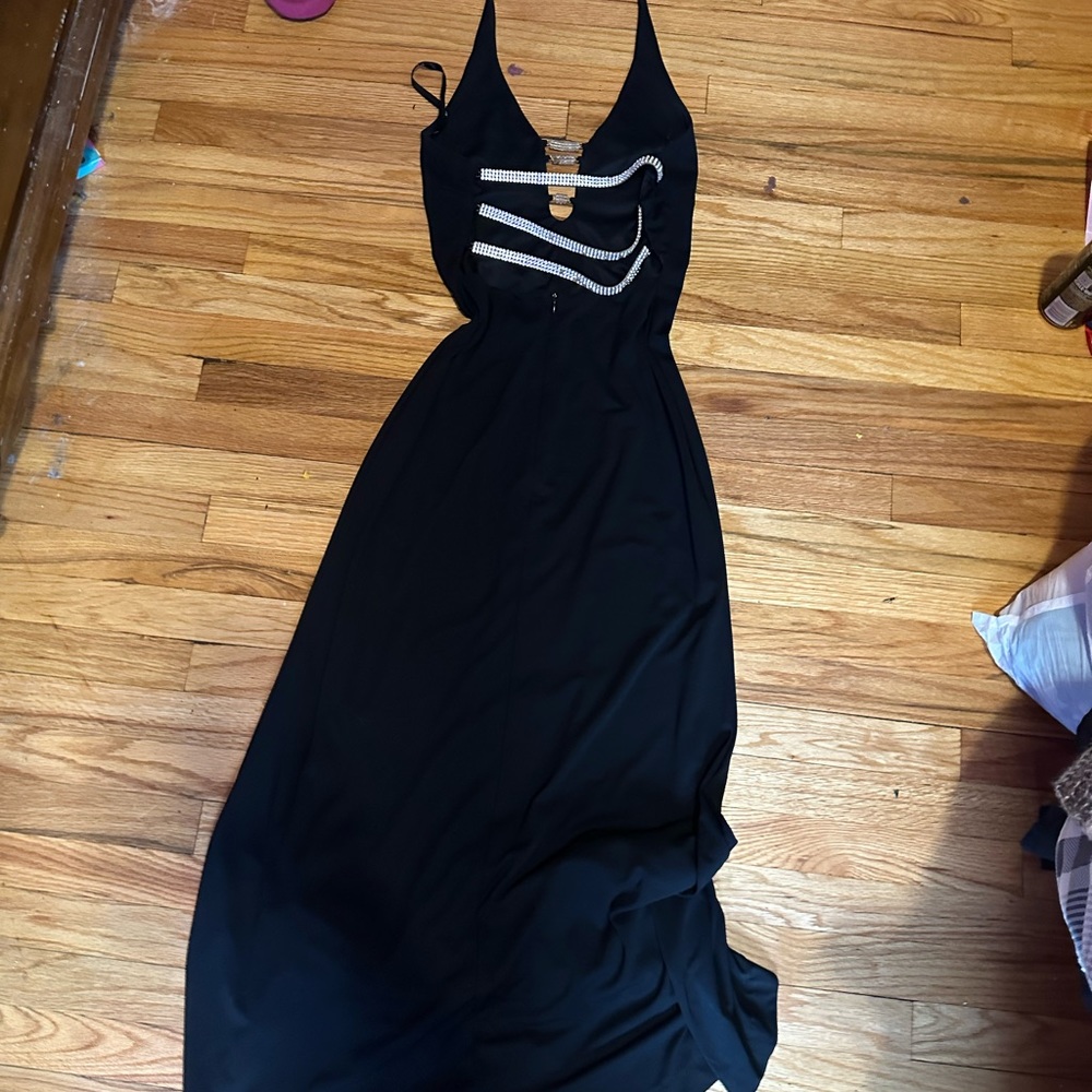 black dress with rhinestone back and bahoobie area